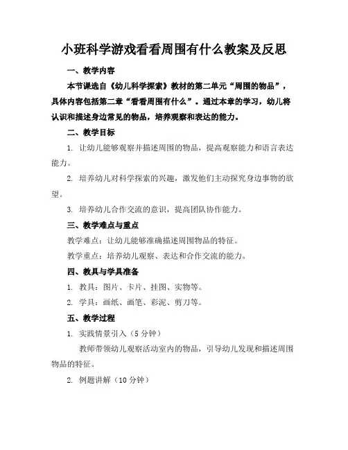 小班科学游戏看看周围有什么教案及反思