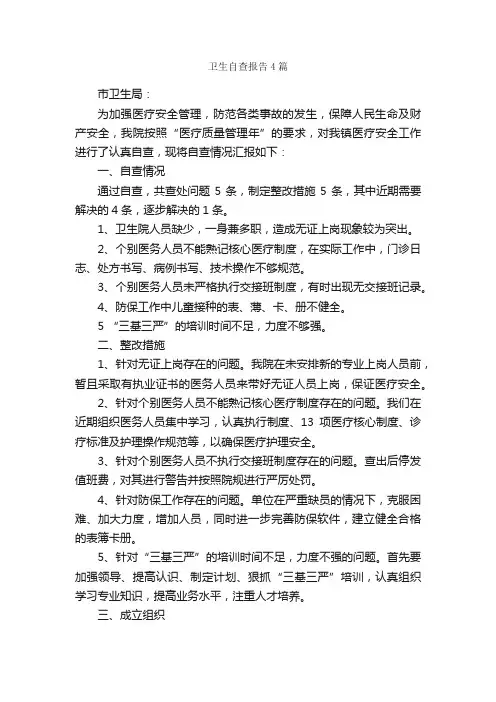 卫生自查报告4篇_自查报告_