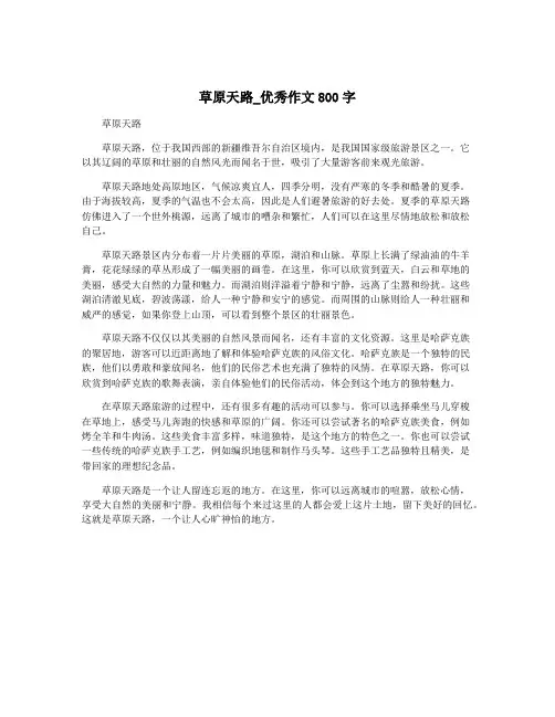 草原天路_优秀作文800字