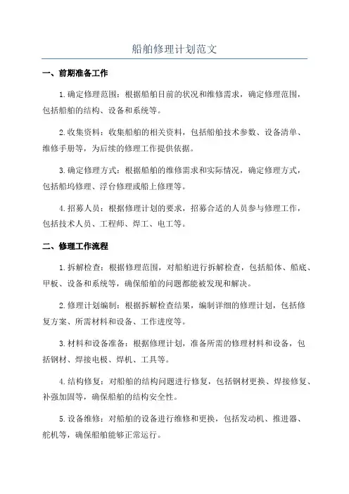 船舶修理计划范文