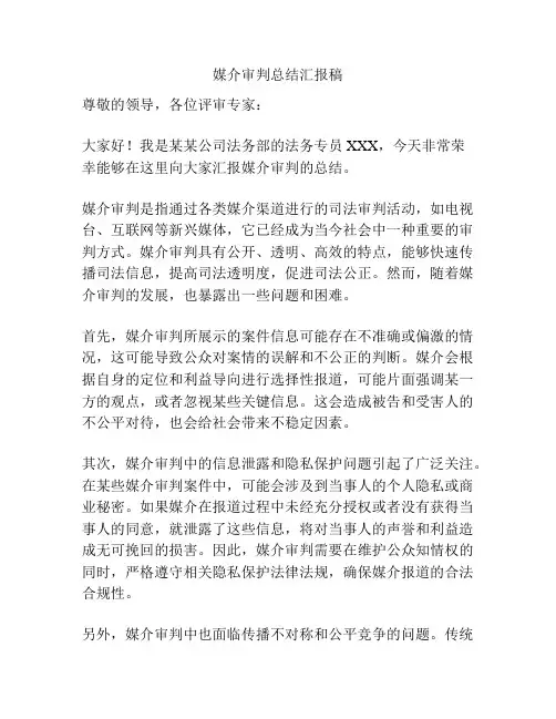 媒介审判总结汇报稿