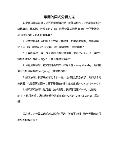 常用的因式分解方法