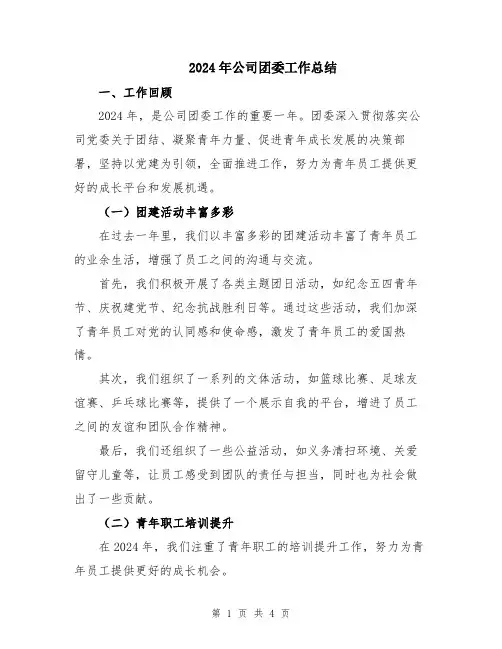 2024年公司团委工作总结