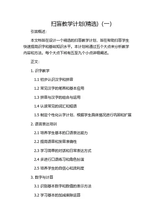 扫盲教学计划(精选)(一)