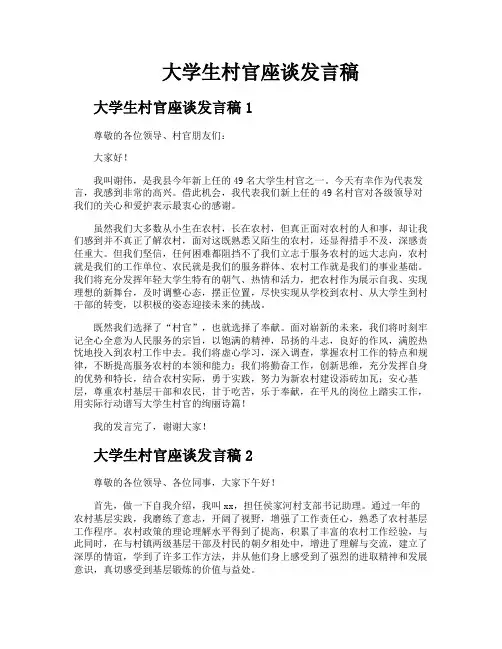 大学生村官座谈发言稿