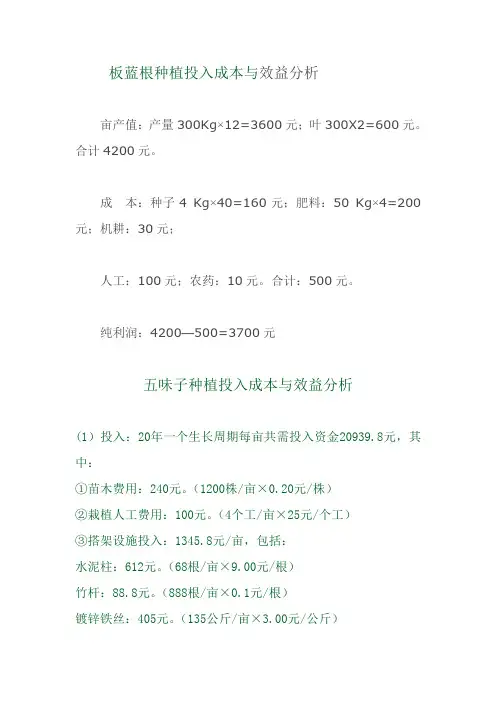 中药材种植效益分析
