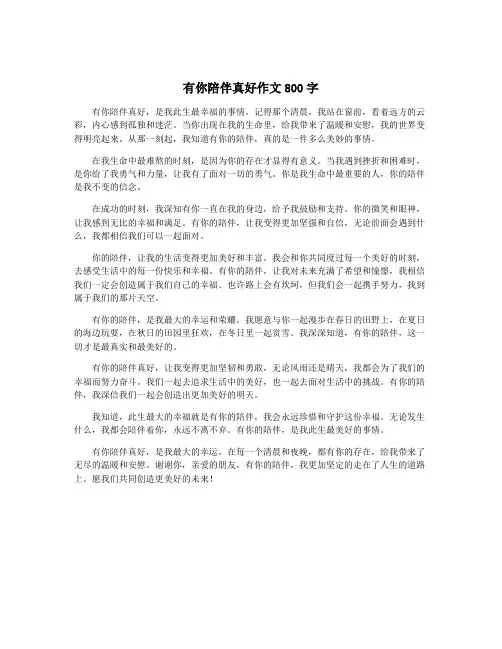 有你陪伴真好作文800字