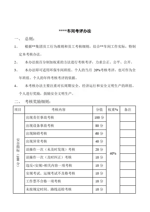 脱硫运行车间考评办法
