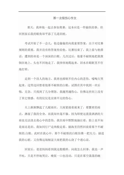 那一次很伤心作文