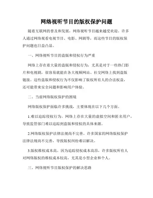 网络视听节目的版权保护问题