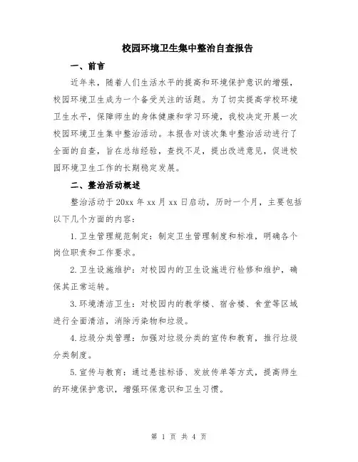 校园环境卫生集中整治自查报告