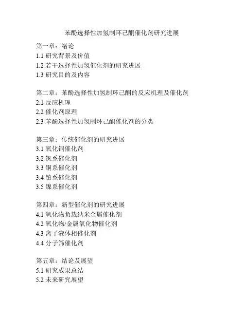 苯酚选择性加氢制环己酮催化剂研究进展