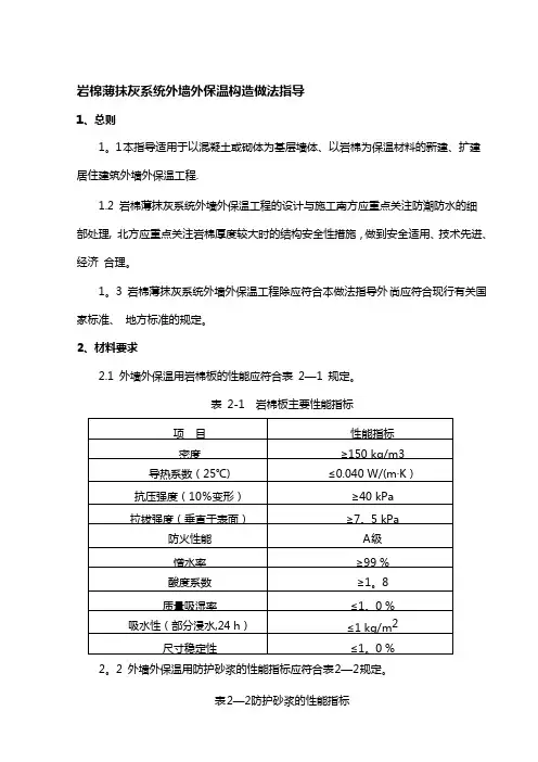 岩棉薄抹灰系统外墙外保温施工工艺标准