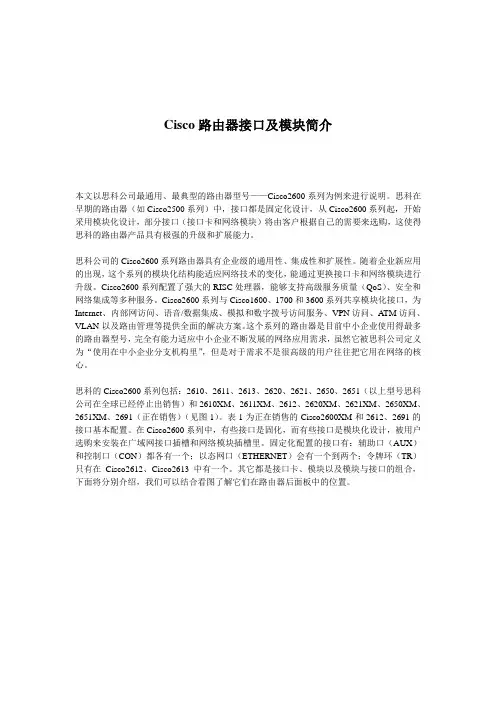Cisco路由器接口及模块简介