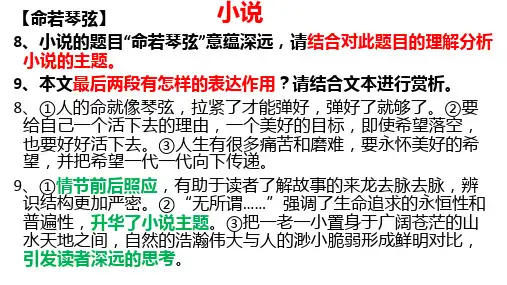 高中语文复习 小说阅读第8、9题提升