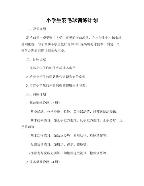 小学生羽毛球训练计划
