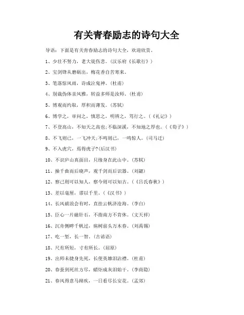 有关青春励志的诗句大全