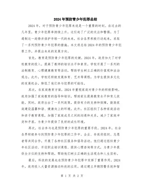2024年预防青少年犯罪总结