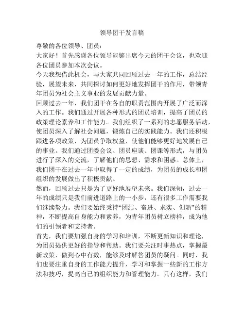 领导团干发言稿