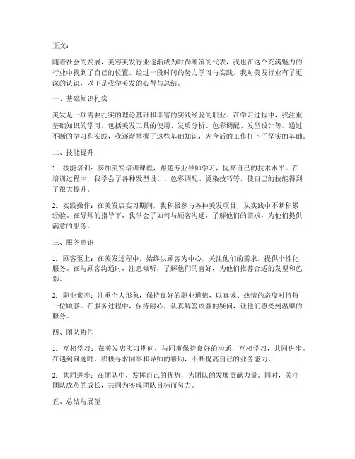 学美发总结范文