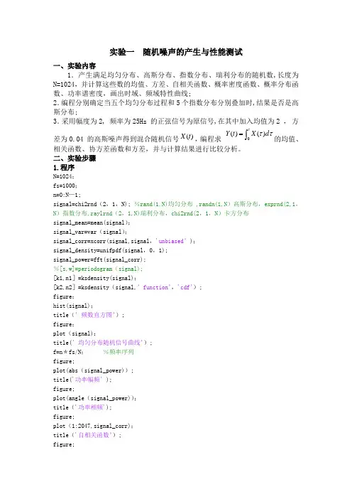 随机信号分析实验报告