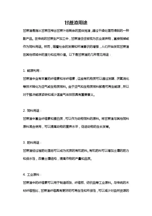 甘蔗渣用途