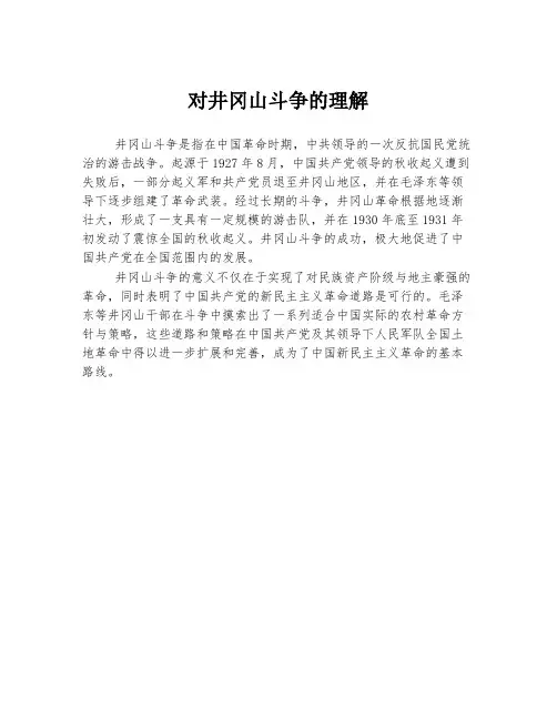 对井冈山斗争的理解