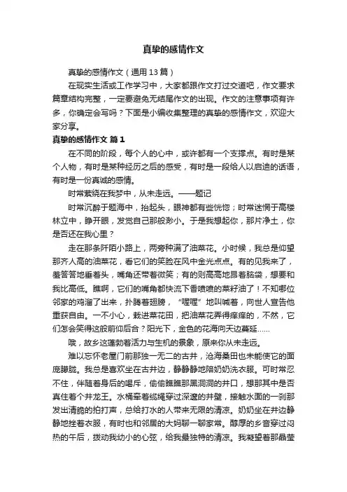 真挚的感情作文