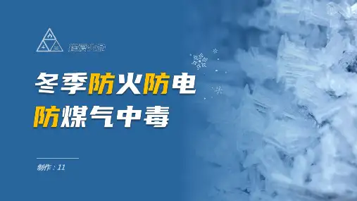 蓝色简约大气冬季防火防电防煤气中毒ppt模板