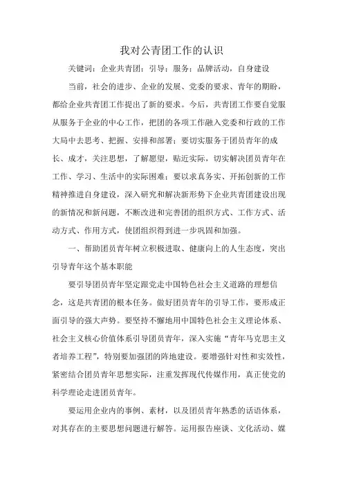 我对公青团工作的认识