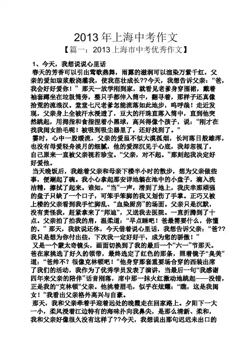 2013年上海中考作文