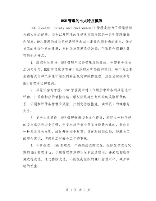 HSE管理的七大特点模版