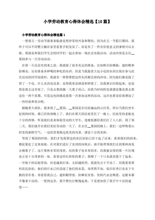小学劳动教育心得体会精选【10篇】