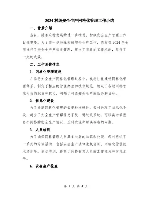 2024村级安全生产网格化管理工作小结
