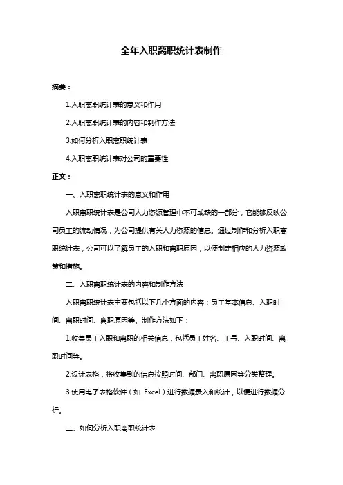 全年入职离职统计表制作