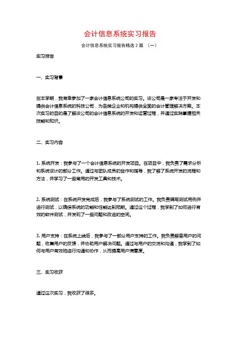 会计信息系统实习报告2篇