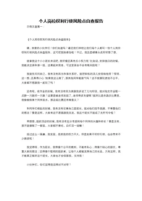 个人岗位权利行使风险点自查报告