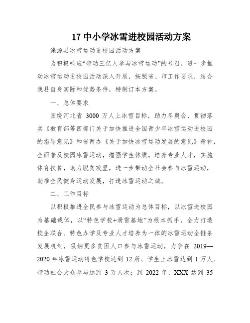 17中小学冰雪进校园活动方案
