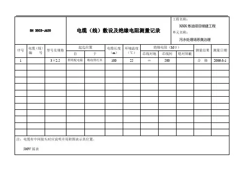 电阻测量记录表格