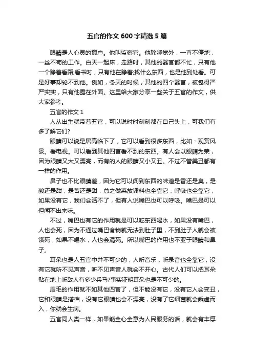 五官的作文600字精选5篇