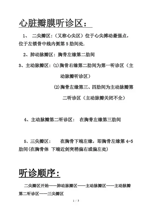 心脏听诊区