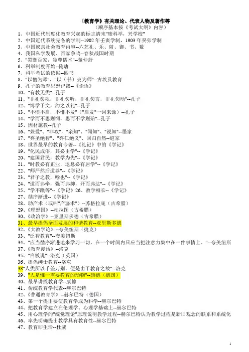 教育学 心理学代表人物及著作