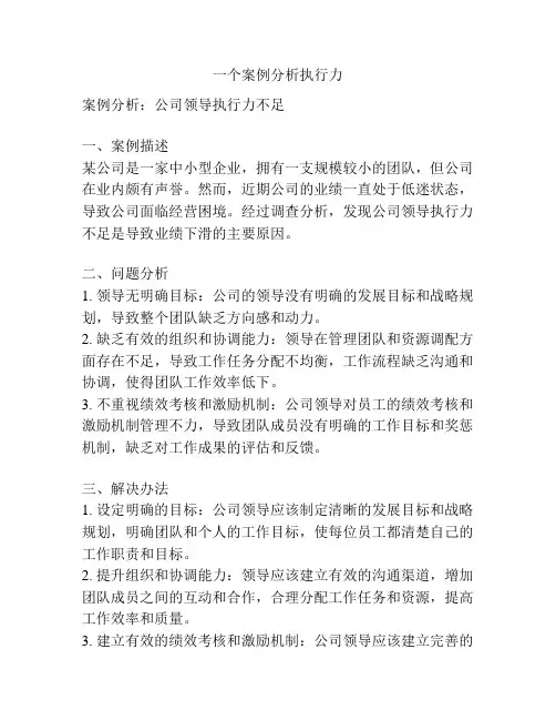 一个案例分析执行力