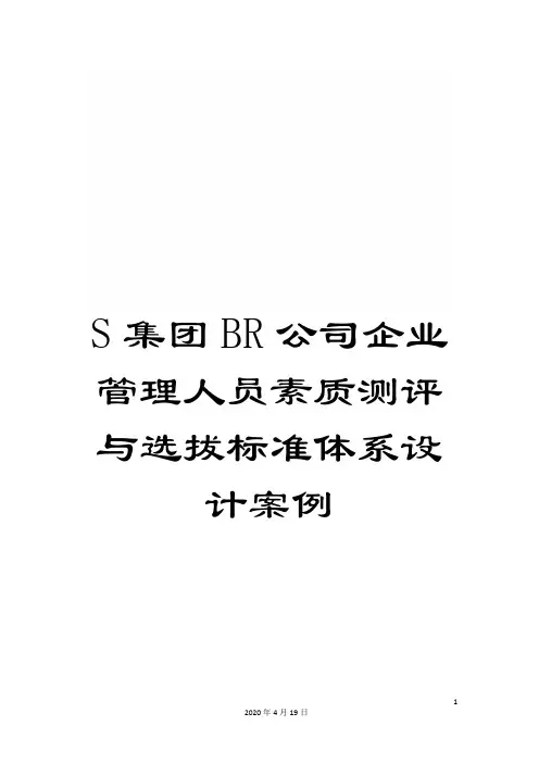 S集团BR公司企业管理人员素质测评与选拔标准体系设计案例