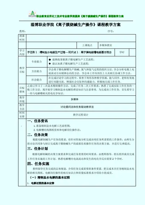 子任务1知识点1：离子膜电解槽电解基本概念.