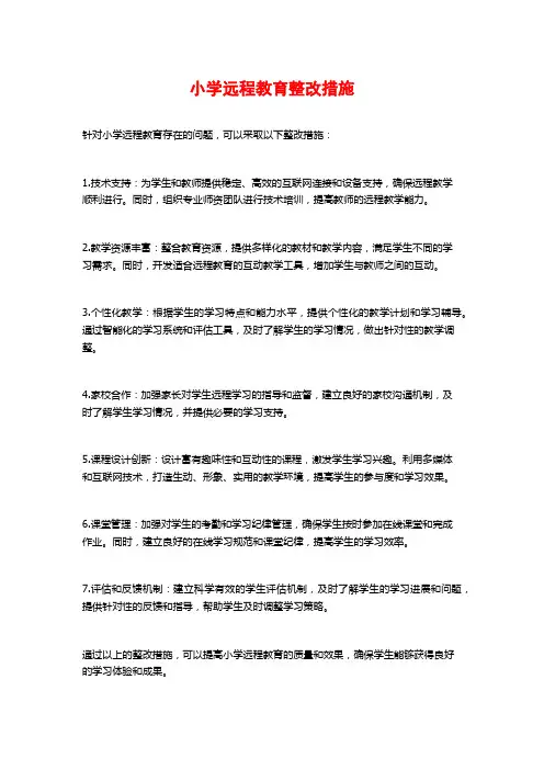 小学远程教育整改措施