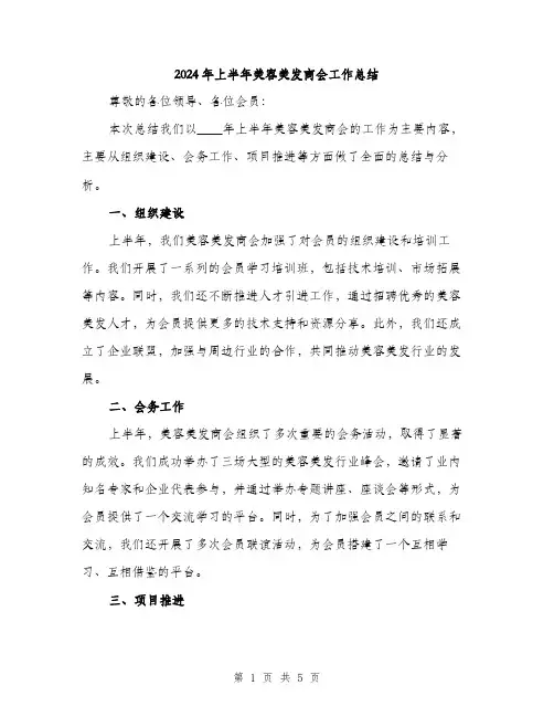 2024年上半年美容美发商会工作总结(2篇)