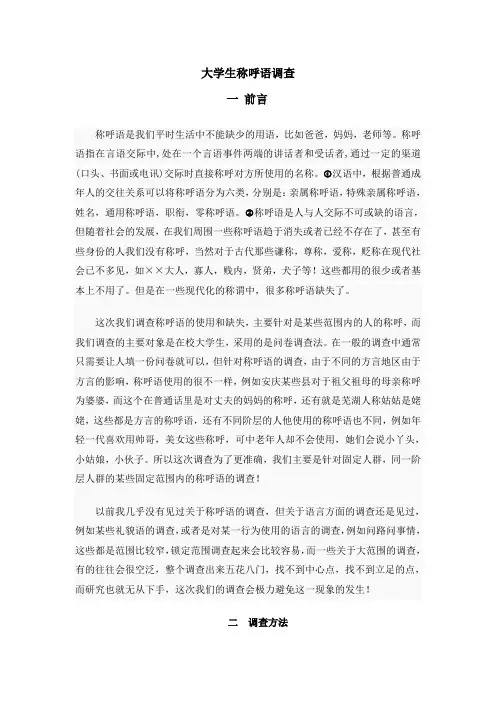 称呼语调查论文