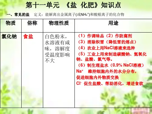 九年级化学第十一单元知识点总结