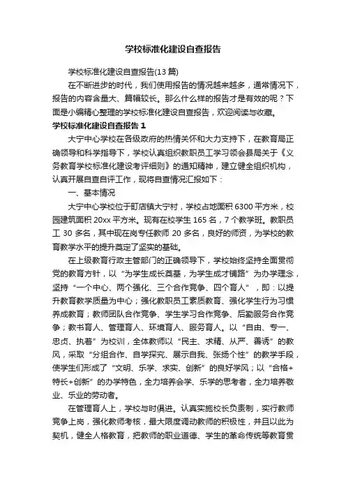 学校标准化建设自查报告（13篇）